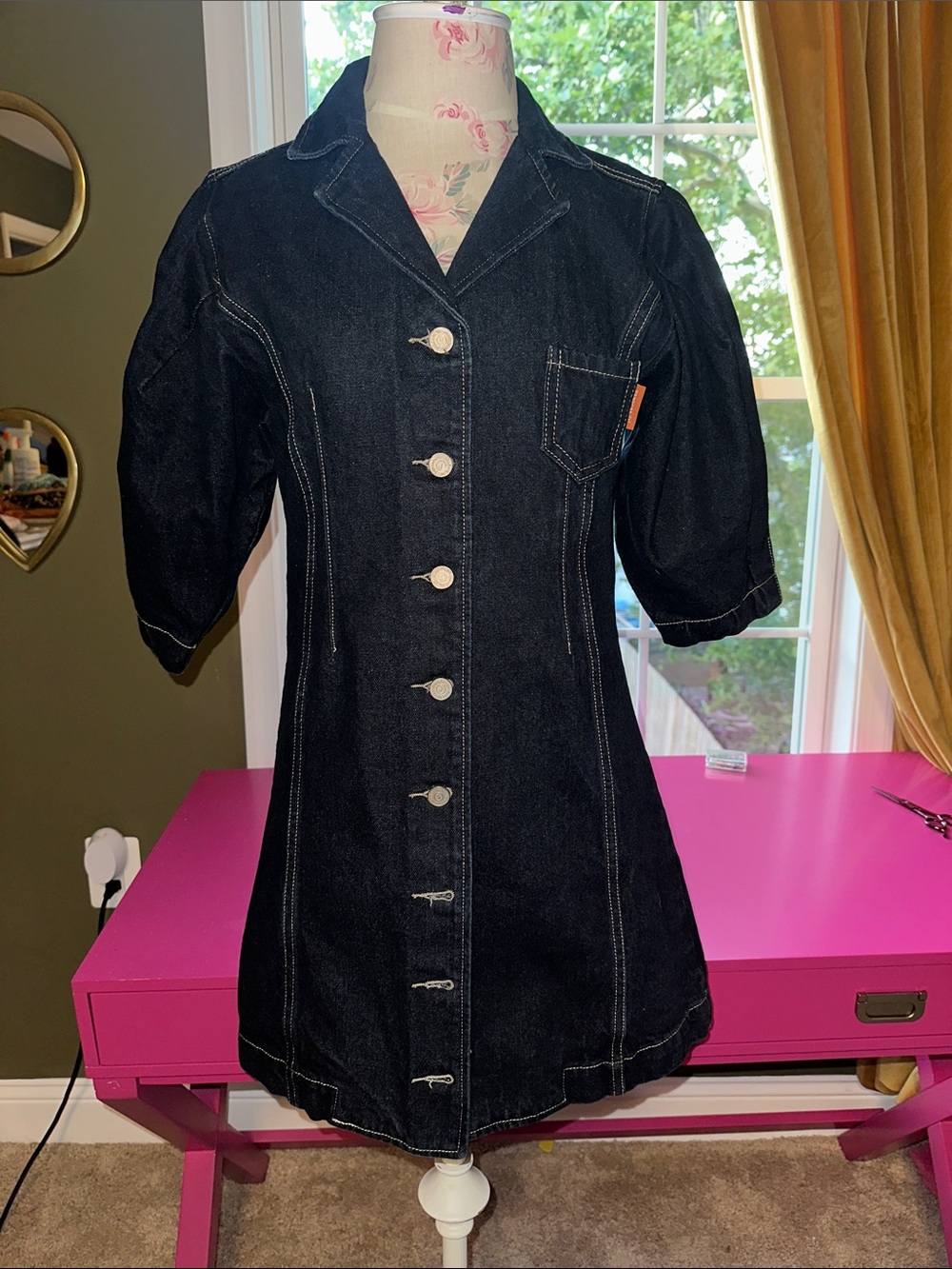 Pandora Fit dark denim Denim Button-Front Mini Dress